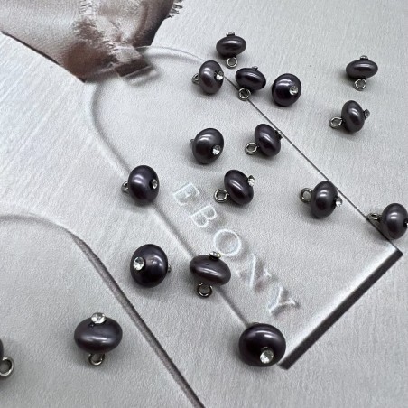 Пуговицы блузочные жемчуг на ножке со стразами, 9 мм