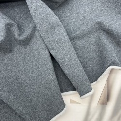 Трикотаж футер с начесом хлопковый, серый меланж