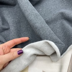 Трикотаж футер с начесом хлопковый, серый меланж