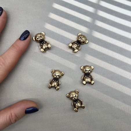 Пришивной элемент мишка цвета тёмного золота, 1.6*2.9 мм