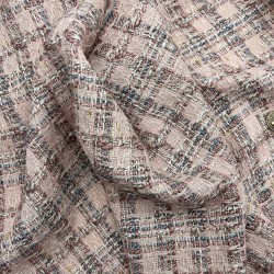 Твид в клетку нежно-розовый