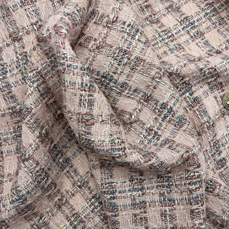 Твид в клетку нежно-розовый