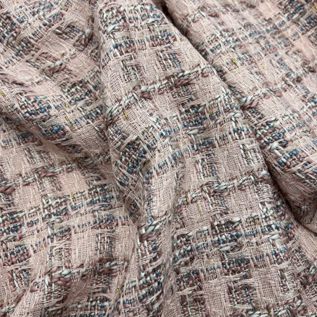 Твид в клетку нежно-розовый