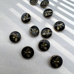 Пуговицы рубашечные на ножке, чёрная эмаль с мухой, 14 мм