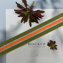 Тесьма репсовая полосатая с серебристым люрексом, 2.5 см