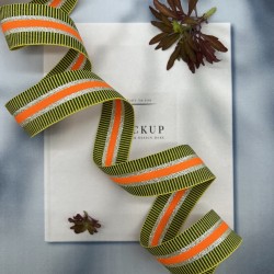 Тесьма репсовая полосатая с серебристым люрексом, 2.5 см