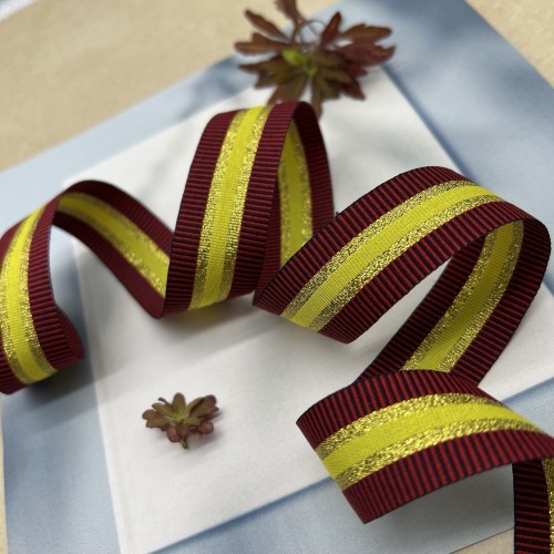 Тесьма репсовая полосатая с золотистым люрексом, 2.5 см 2