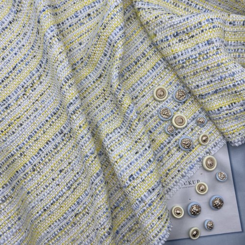 Твид меланжевый в молочно-желтых тонах