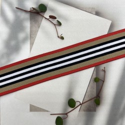 Резинка эластичная для пояса, бежевая с полосками, 4 см