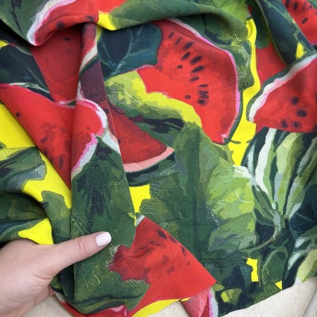 Ткань вискоза с полиэстером яркие арбузы