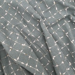 Твид мятный с белыми нитями букле и золотистым люрексом