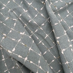 Твид мятный с белыми нитями букле и золотистым люрексом