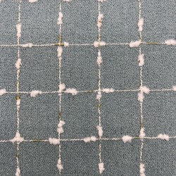 Твид мятный с белыми нитями букле и золотистым люрексом