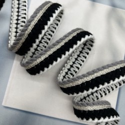 Тесьма текстильная из мягких нитей с серебристым люрексом, 2 см