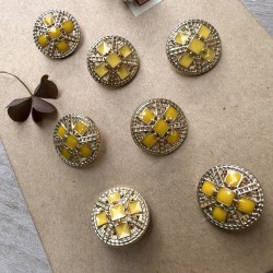 Пуговицы золотистый металл с желтой эмалью, 23 мм