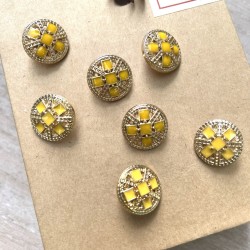 Пуговицы золотистый металл с желтой эмалью, 23 мм