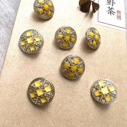 Пуговицы золотистый металл с желтой эмалью, 23 мм