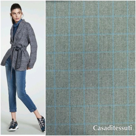 Ткань костюмная шерсть с вискозой в клетку