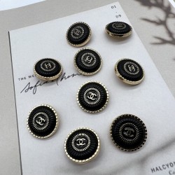 Пуговицы металлические золотистые с чёрной эмалью, 25 мм