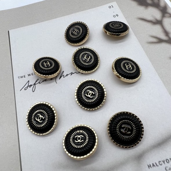 Пуговицы металлические золотистые с чёрной эмалью, 25 мм