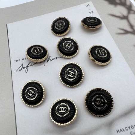 Пуговицы металлические золотистые с чёрной эмалью, 25 мм