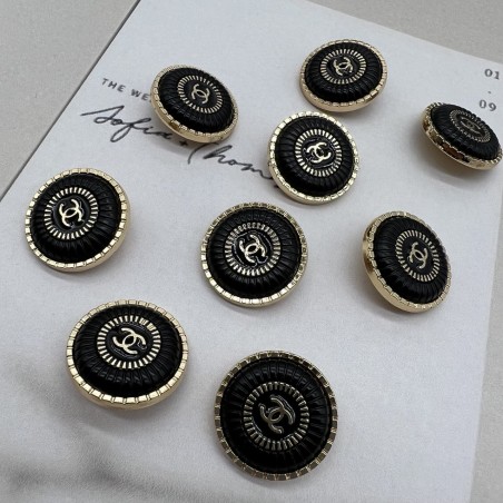 Пуговицы металлические золотистые с чёрной эмалью, 25 мм