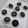 Пуговицы металлические золотистые с чёрной эмалью, 25 мм