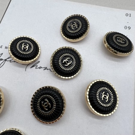 Пуговицы металлические золотистые с чёрной эмалью, 25 мм