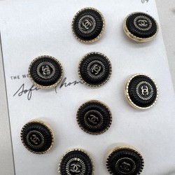 Пуговицы металлические золотистые с чёрной эмалью, 25 мм
