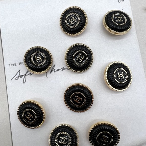 Пуговицы металлические золотистые с чёрной эмалью, 25 мм