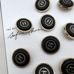 Пуговицы металлические золотистые с чёрной эмалью, 25 мм
