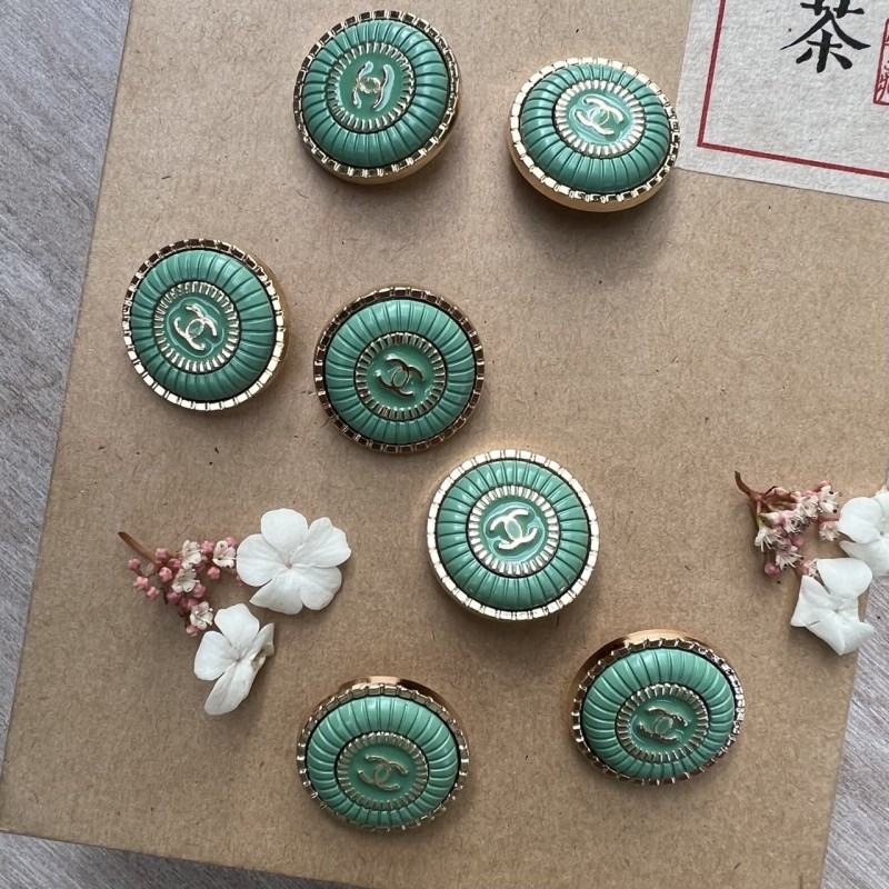 Пуговицы металлические, со светлой изумрудной эмалью, 25 мм