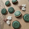Пуговицы металлические, со светлой изумрудной эмалью, 25 мм