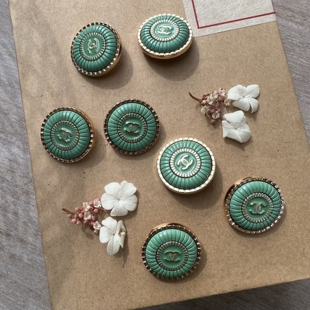 Пуговицы металлические, со светлой изумрудной эмалью, 25 мм