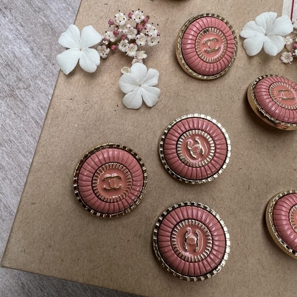 Пуговицы металлические, с персиковой эмалью,25 мм