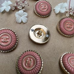 Пуговицы металлические, с персиковой эмалью,25 мм