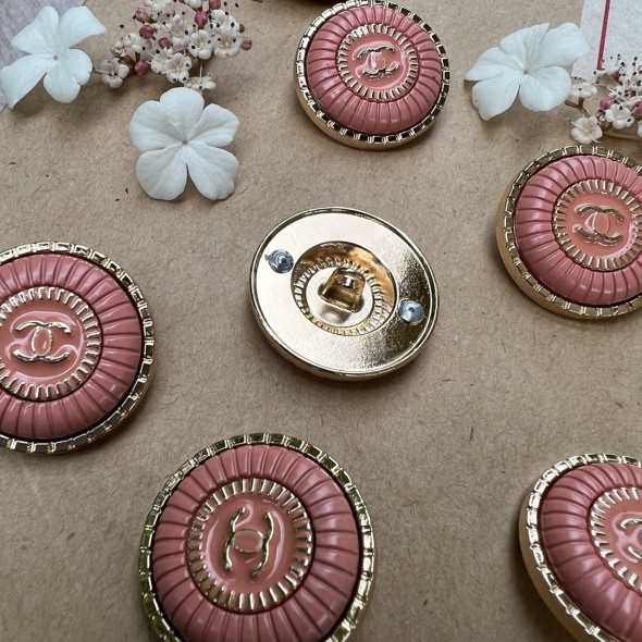 Пуговицы металлические, с персиковой эмалью,25 мм