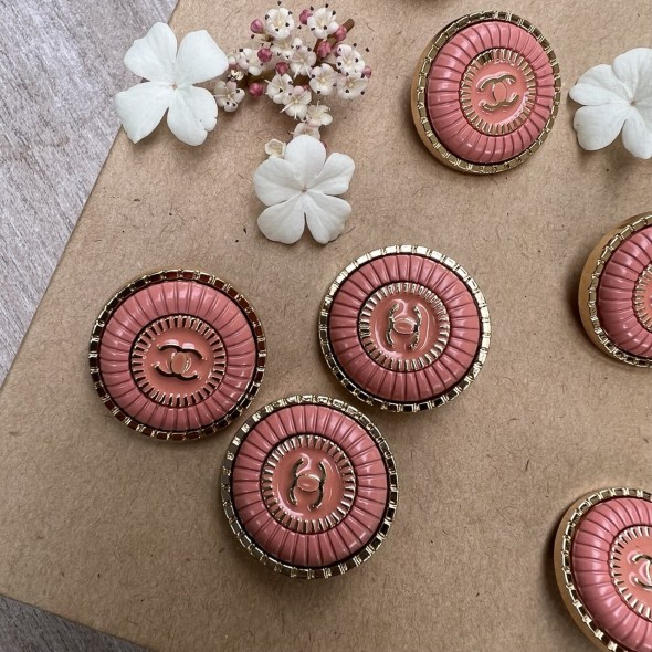 Пуговицы металлические, с персиковой эмалью,25 мм