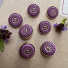 Пуговицы металлические золотистые с яркой сиреневой эмалью, 18 мм