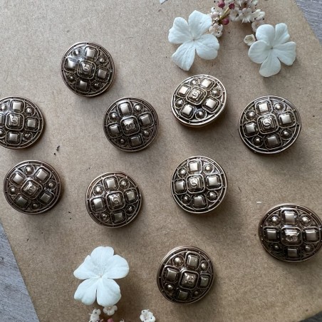 Пуговицы металлические матовое золото с логотипом, 18 мм