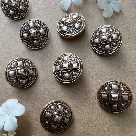 Пуговицы металлические матовое золото с логотипом, 18 мм