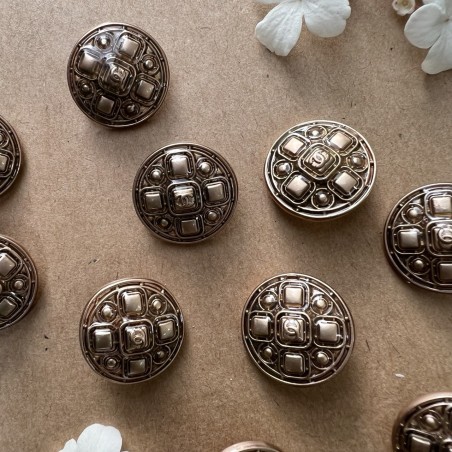 Пуговицы металлические матовое золото с логотипом, 18 мм