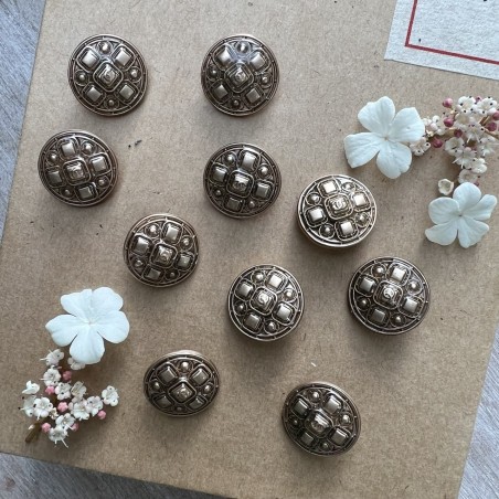 Пуговицы металлические матовое золото с логотипом, 23 мм