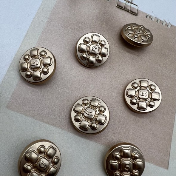 Пуговицы металлические матовое золото с цифрой 5, 23 мм