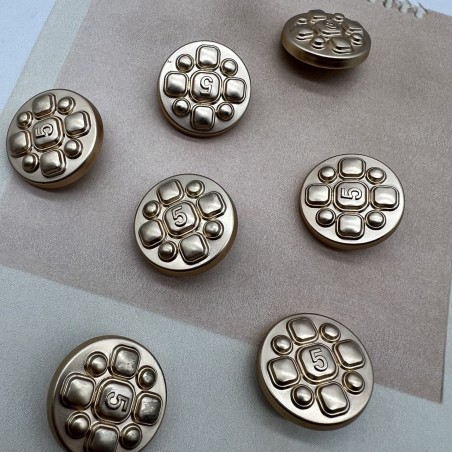 Пуговицы металлические матовое золото с цифрой 5, 23 мм