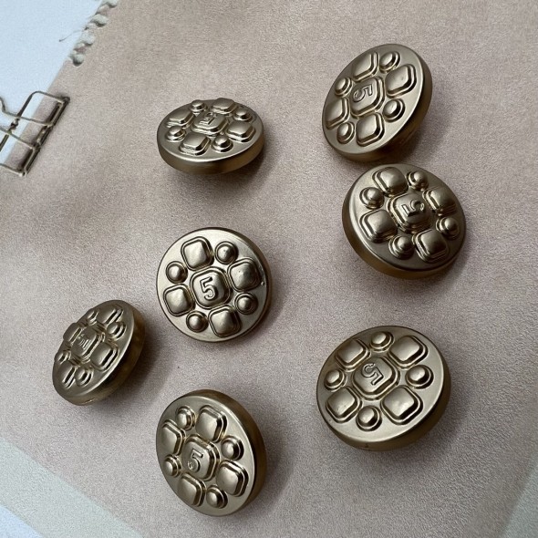 Пуговицы металлические матовое золото с цифрой 5, 18 мм