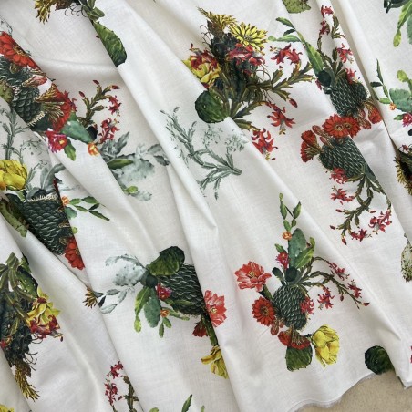 Ткань хлопок тонкий с принтом кактусы