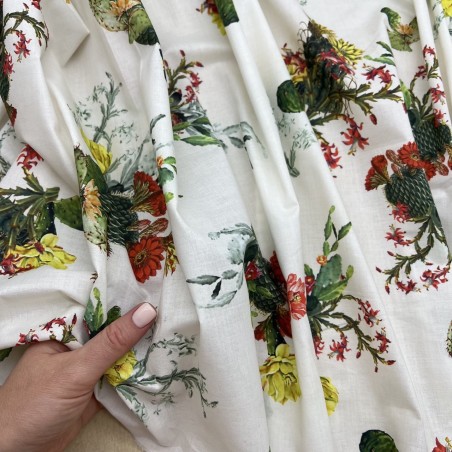 Ткань хлопок тонкий с принтом кактусы