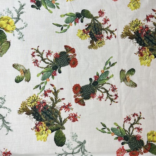 Ткань хлопок тонкий с принтом кактусы 2