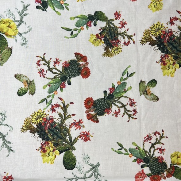 Ткань хлопок тонкий с принтом кактусы